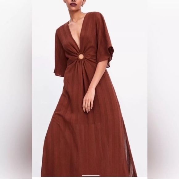 Zara Rust Colored Midi Dress - Picture 1 of 9